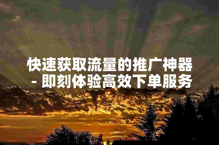 快速获取流量的推广神器 - 即刻体验高效下单服务。