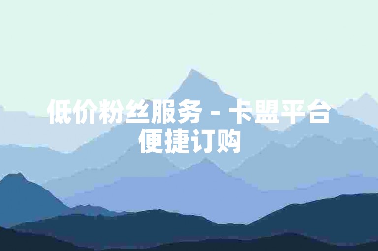 低价粉丝服务 - 卡盟平台便捷订购