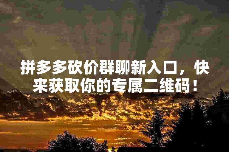 拼多多砍价群聊新入口，快来获取你的专属二维码！