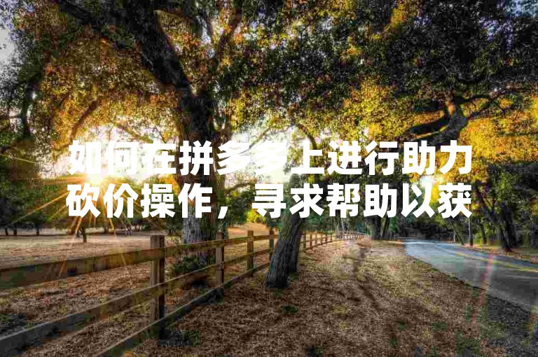 如何在拼多多上进行助力砍价操作，寻求帮助以获得更低价格？