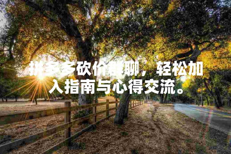 拼多多砍价群聊，轻松加入指南与心得交流。