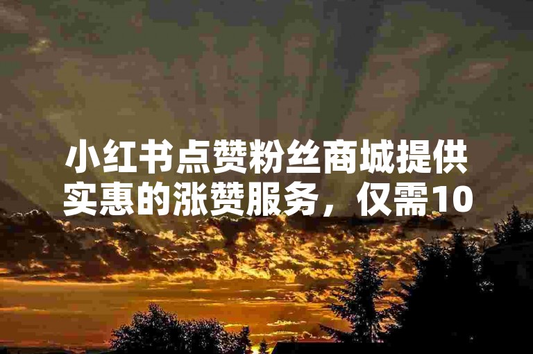 小红书点赞粉丝商城提供实惠的涨赞服务，仅需10个起。