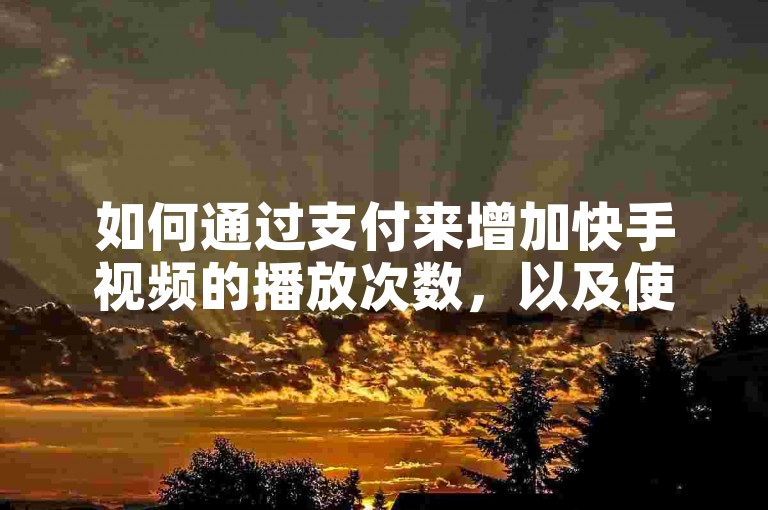 如何通过支付来增加快手视频的播放次数，以及使用一款能快速获得1000个赞且仅需一元的软件。