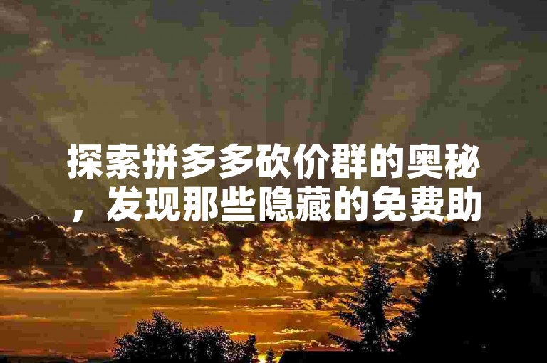 探索拼多多砍价群的奥秘，发现那些隐藏的免费助力宝藏。