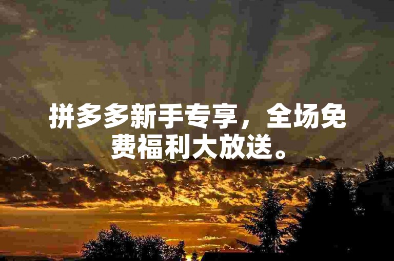 拼多多新手专享，全场免费福利大放送。