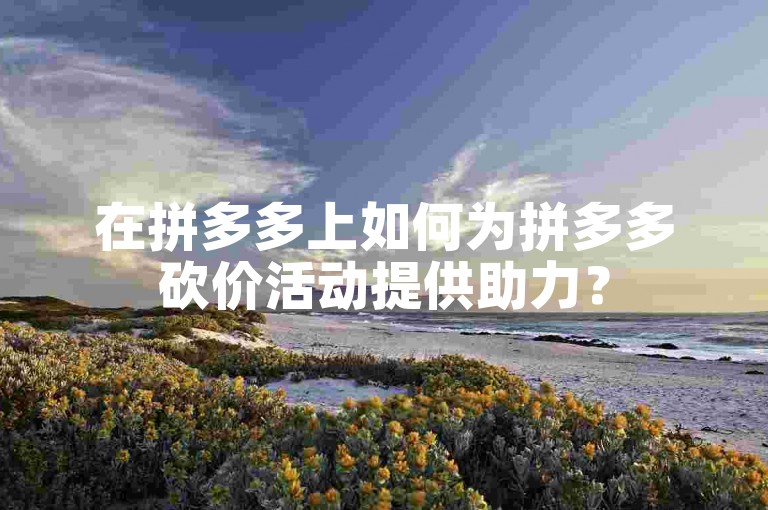 在拼多多上如何为拼多多砍价活动提供助力？