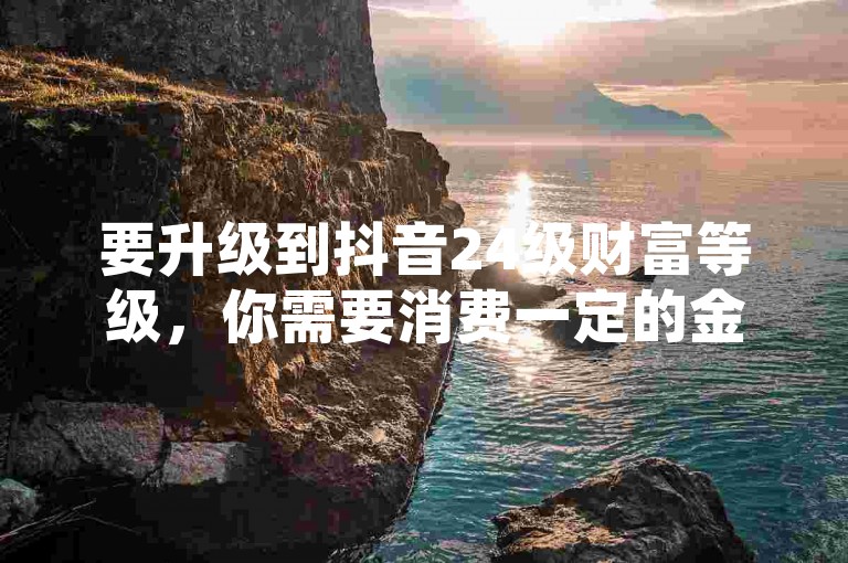 要升级到抖音24级财富等级，你需要消费一定的金额。具体来说，抖音的财富等级是根据用户在平台上的消费行为来划分的，而每个等级对应的消费金额是递增的。因此，达到24级所需的确切金额可能会根据平台的更新和政策调整而有所变化。为了获得最准确的信息，建议直接参考抖音官方的最新指南或联系客服咨询。，请注意，以上内容仅供参考，实际所需金额以抖音官方最新规定为准。