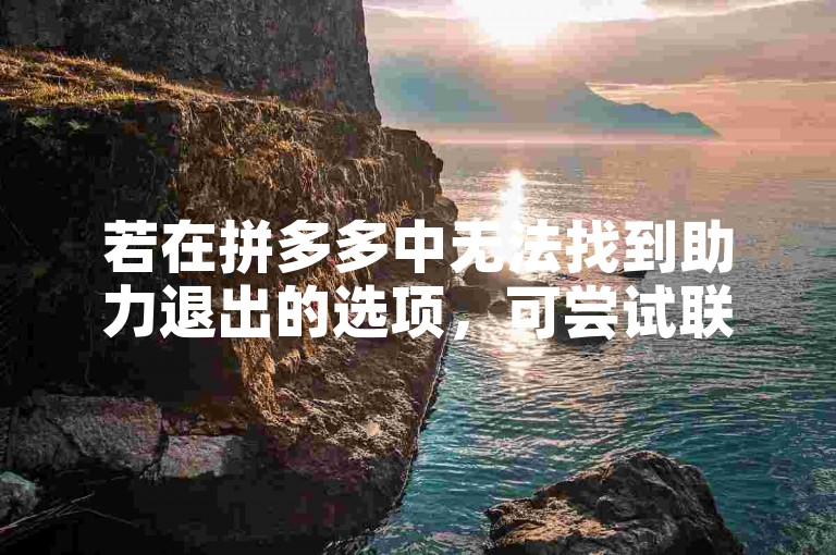 若在拼多多中无法找到助力退出的选项，可尝试联系平台客服寻求帮助。