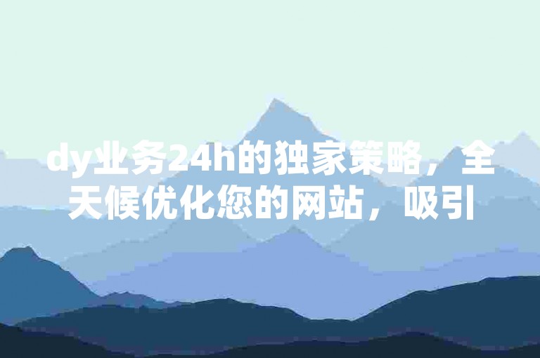 dy业务24h的独家策略，全天候优化您的网站，吸引流量不间断！新手上路的首选利器！