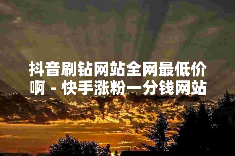 抖音刷钻网站全网最低价啊 - 快手涨粉一分钱网站，这样的宣传语在网络平台上随处可见，吸引着众多寻求快速提升社交媒体影响力的用户。