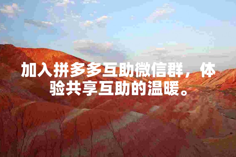 加入拼多多互助微信群，体验共享互助的温暖。