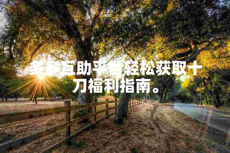 多多互助平台轻松获取十刀福利指南。