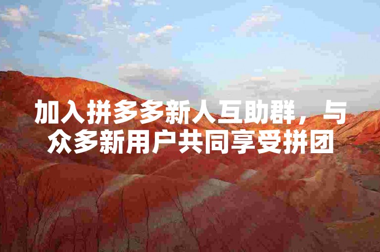 加入拼多多新人互助群，与众多新用户共同享受拼团优惠。