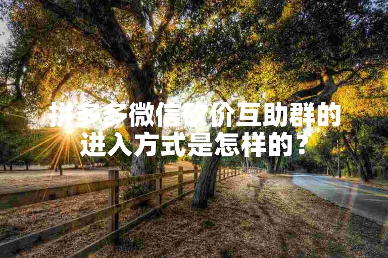 拼多多微信砍价互助群的进入方式是怎样的？