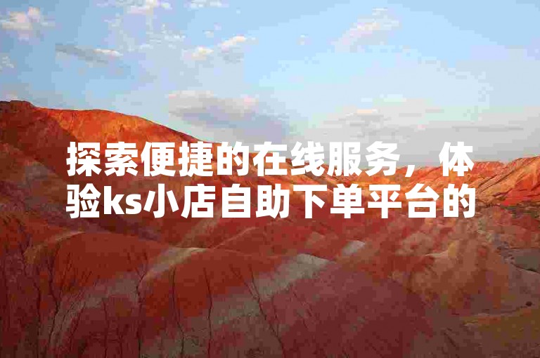 探索便捷的在线服务，体验ks小店自助下单平台的高效与专业。