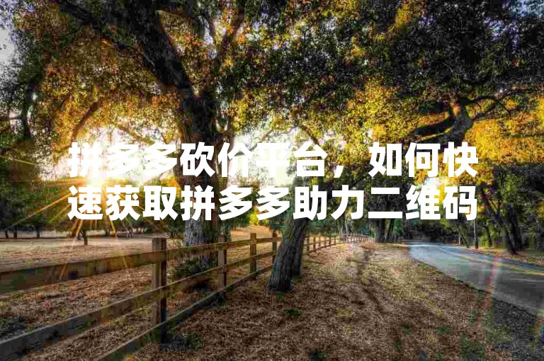 拼多多砍价平台，如何快速获取拼多多助力二维码？