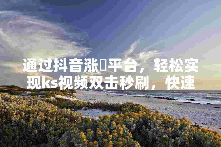 通过抖音涨讚平台，轻松实现ks视频双击秒刷，快速提升视频热度。