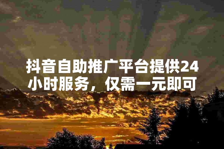 抖音自助推广平台提供24小时服务，仅需一元即可获得100个赞。