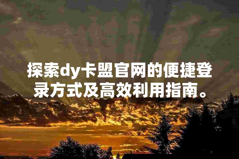 探索dy卡盟官网的便捷登录方式及高效利用指南。