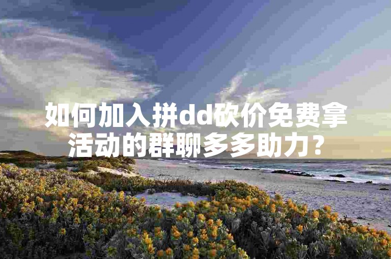 如何加入拼dd砍价免费拿活动的群聊多多助力？