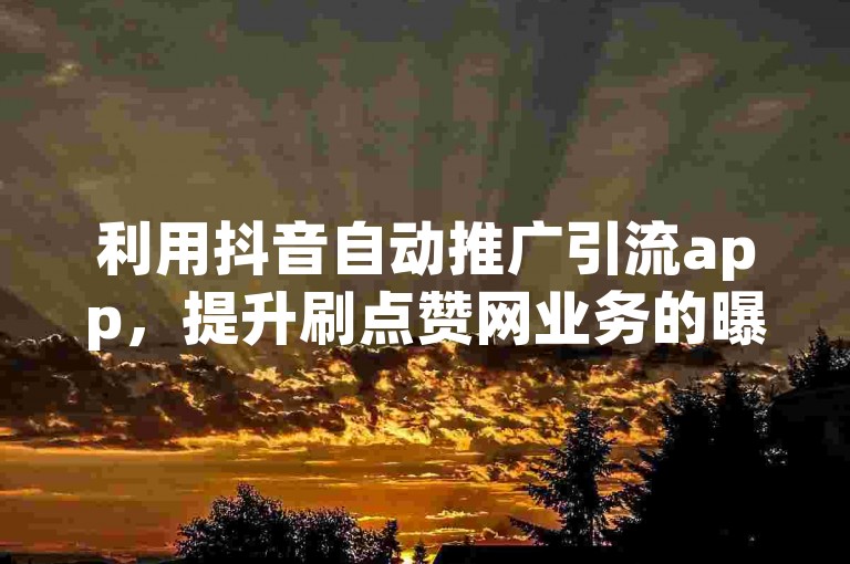 利用抖音自动推广引流app，提升刷点赞网业务的曝光度和用户粘性。