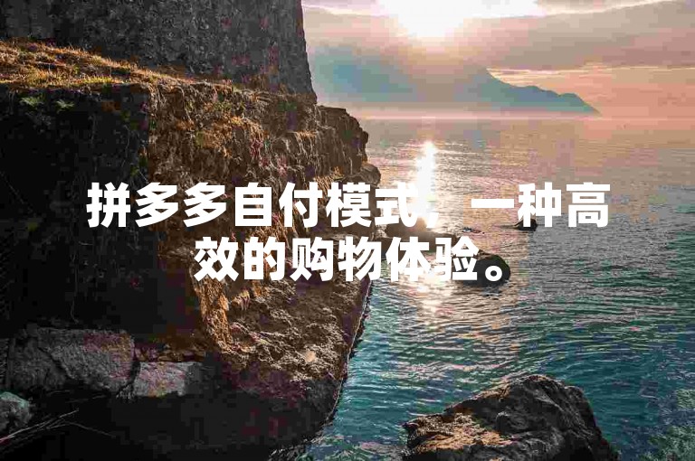 拼多多自付模式，一种高效的购物体验。