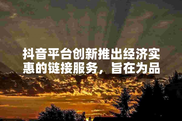 抖音平台创新推出经济实惠的链接服务，旨在为品牌营销注入新活力。