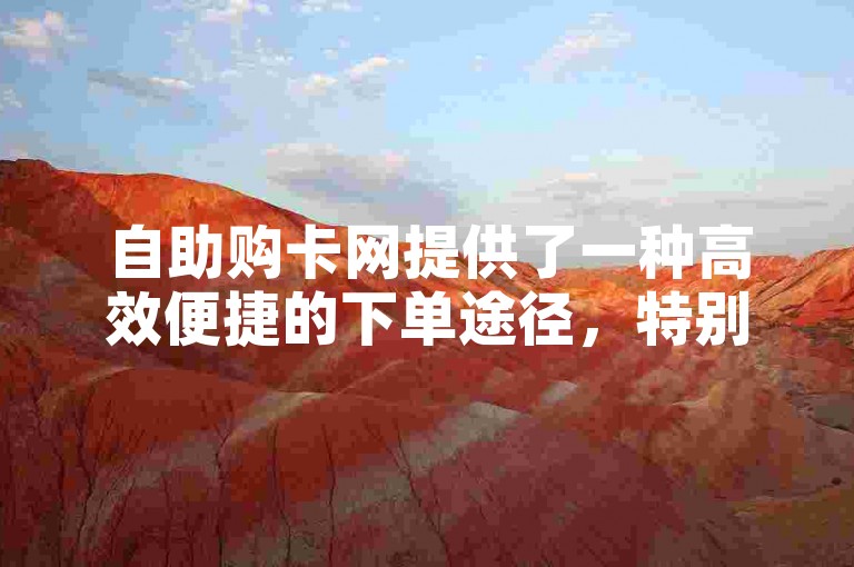 自助购卡网提供了一种高效便捷的下单途径，特别适合初次使用者快速掌握！