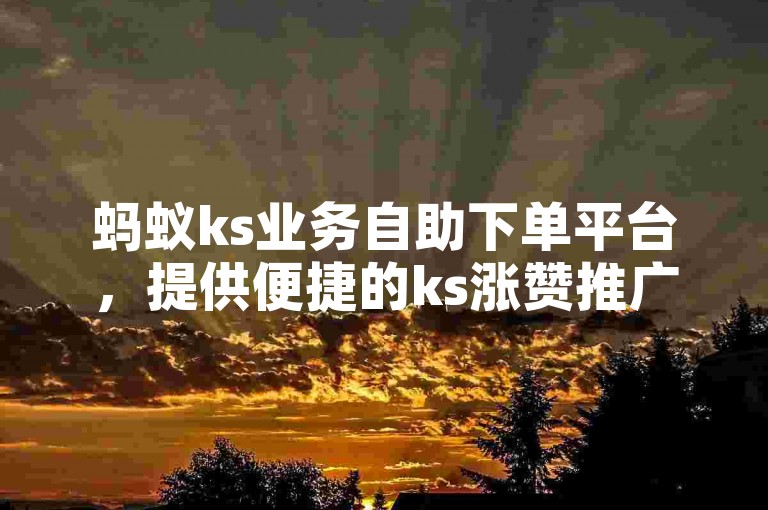 蚂蚁ks业务自助下单平台，提供便捷的ks涨赞推广服务。