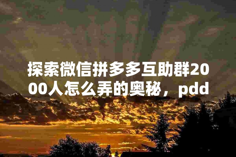 探索微信拼多多互助群2000人怎么弄的奥秘，pdd助力刷人技巧大揭秘！
