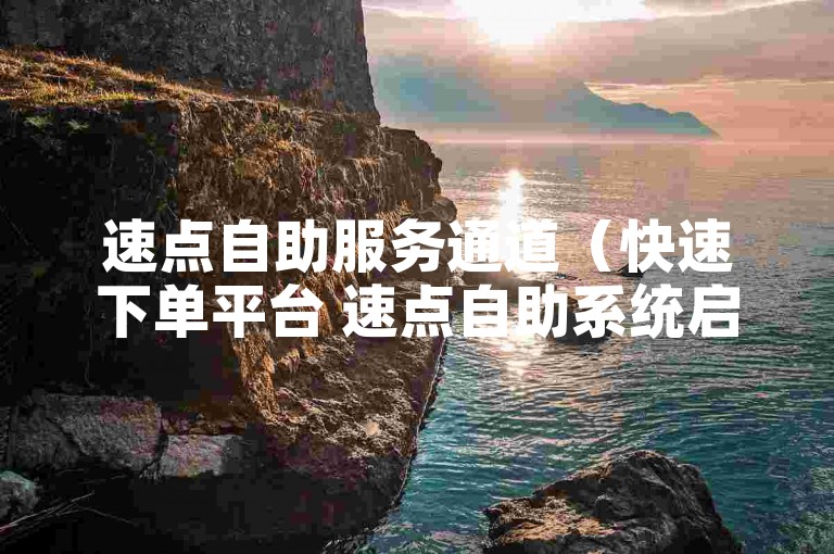 速点自助服务通道（快速下单平台 速点自助系统启动）