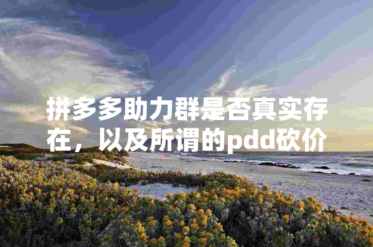 拼多多助力群是否真实存在，以及所谓的pdd砍价网站是否可信，这确实是一个值得探讨的问题。
