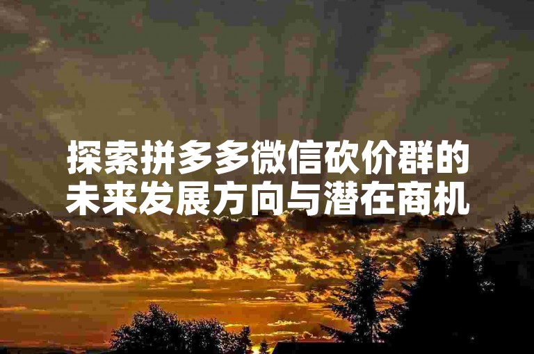探索拼多多微信砍价群的未来发展方向与潜在商机。