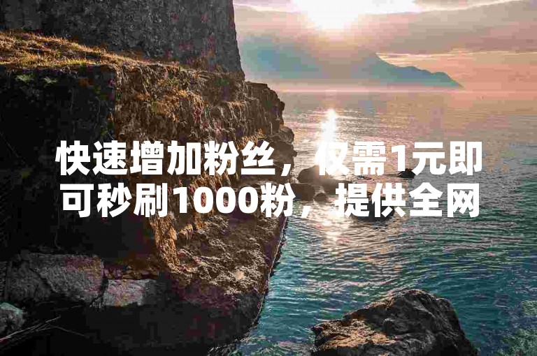 快速增加粉丝，仅需1元即可秒刷1000粉，提供全网最低价的24小时自助下单服务。