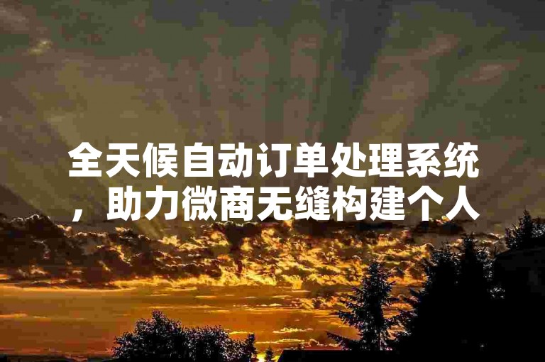 全天候自动订单处理系统，助力微商无缝构建个人电商帝国。