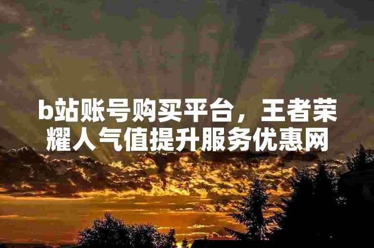 b站账号购买平台，王者荣耀人气值提升服务优惠网站。