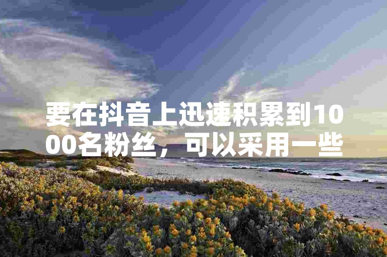 要在抖音上迅速积累到1000名粉丝，可以采用一些高效的增粉策略和技巧。
