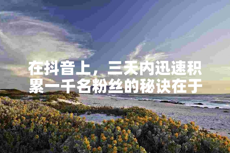 在抖音上，三天内迅速积累一千名粉丝的秘诀在于创作高质量、具有吸引力的内容，并利用热门话题和标签来增加曝光率。