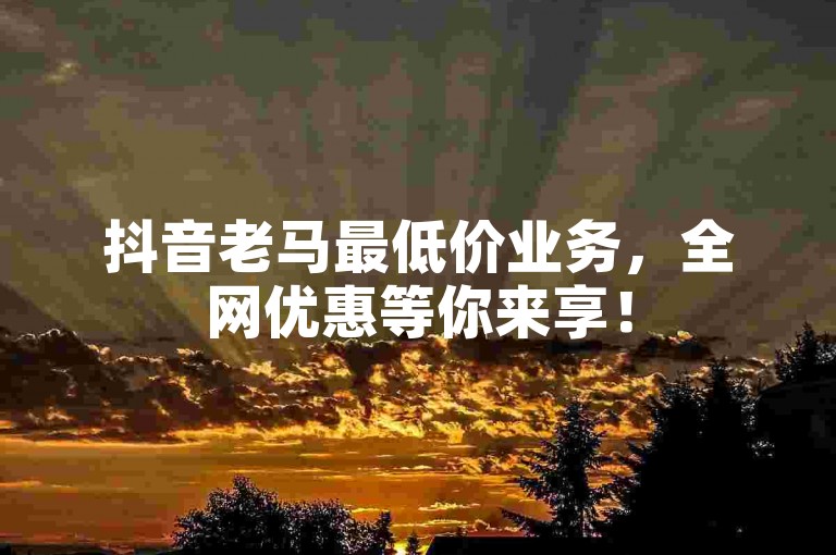 抖音老马最低价业务，全网优惠等你来享！