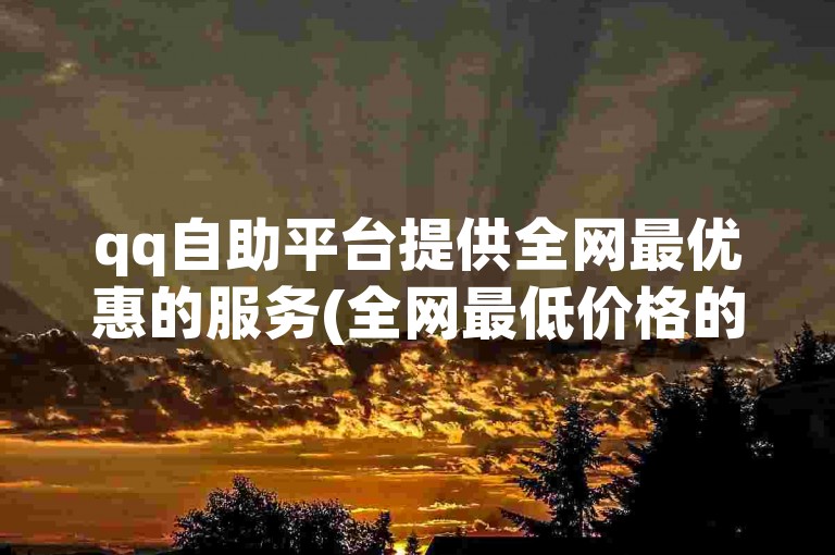 qq自助平台提供全网最优惠的服务(全网最低价格的qq自助平台)。