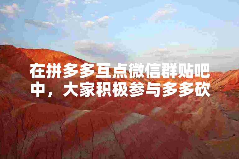 在拼多多互点微信群贴吧中，大家积极参与多多砍价活动。