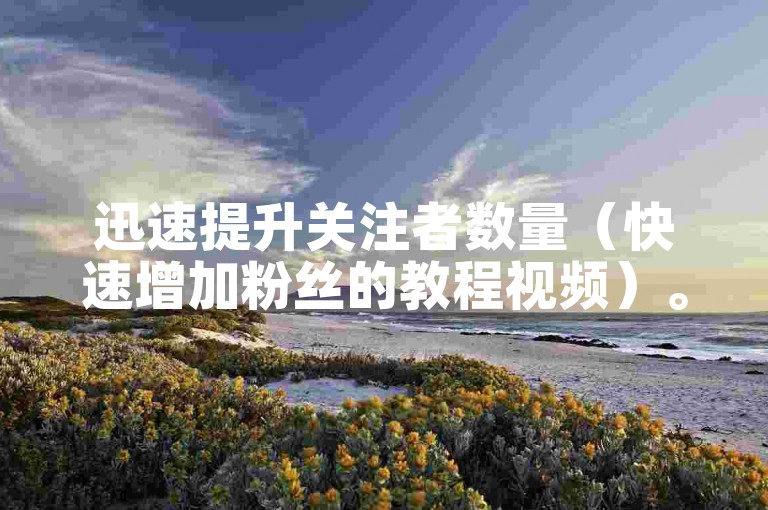 迅速提升关注者数量（快速增加粉丝的教程视频）。