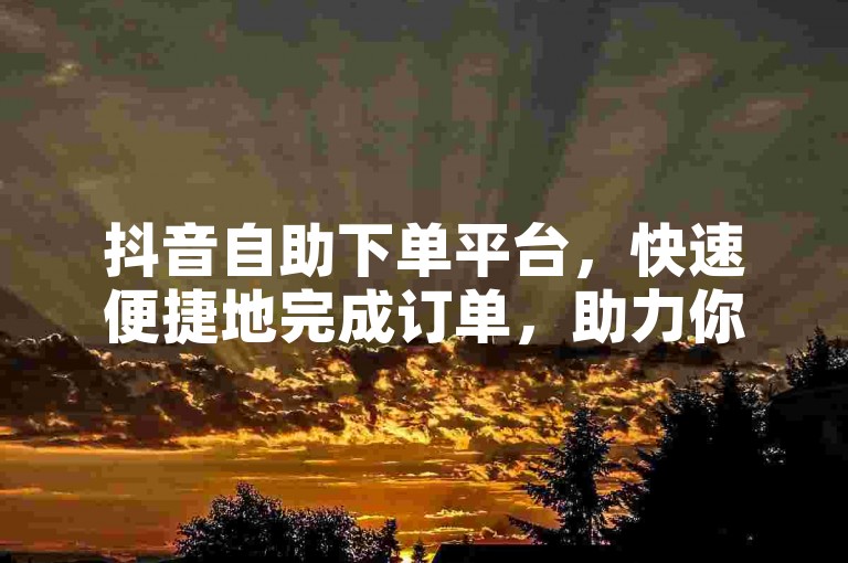 抖音自助下单平台，快速便捷地完成订单，助力你的业务增长！