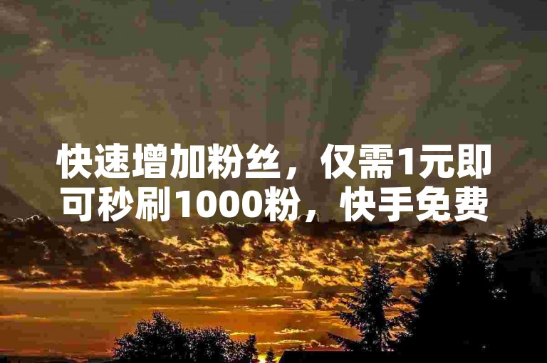 快速增加粉丝，仅需1元即可秒刷1000粉，快手免费点赞平台提供全网最优惠价格，专业人工点赞团队全天候服务。
