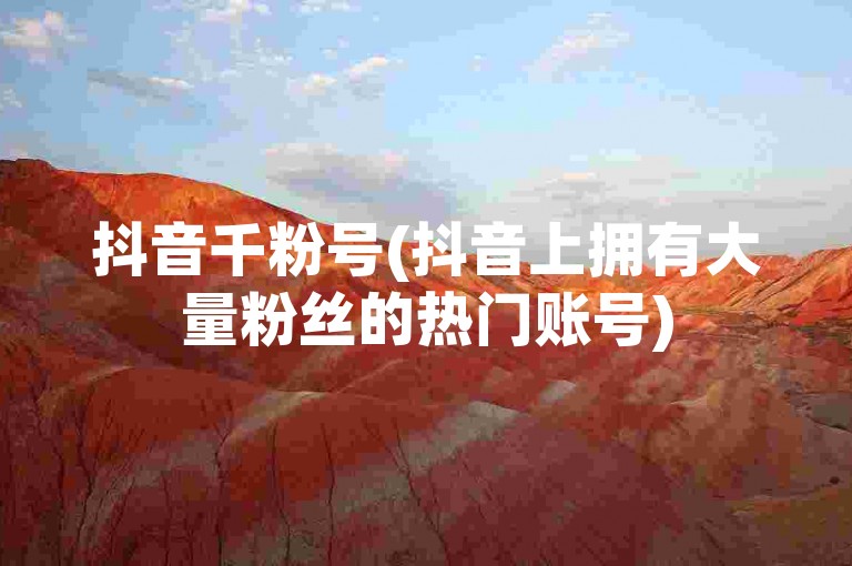 抖音千粉号(抖音上拥有大量粉丝的热门账号)