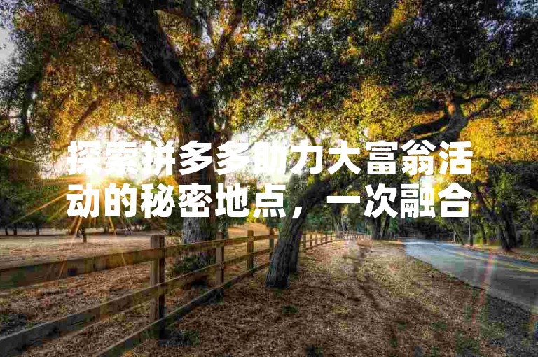 探索拼多多助力大富翁活动的秘密地点，一次融合线上与线下的精彩互动体验即将展开。