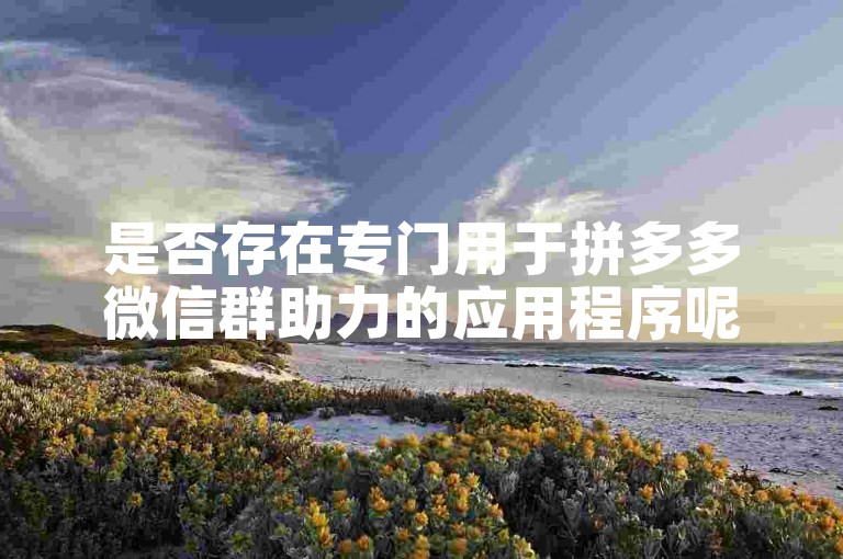 是否存在专门用于拼多多微信群助力的应用程序呢？