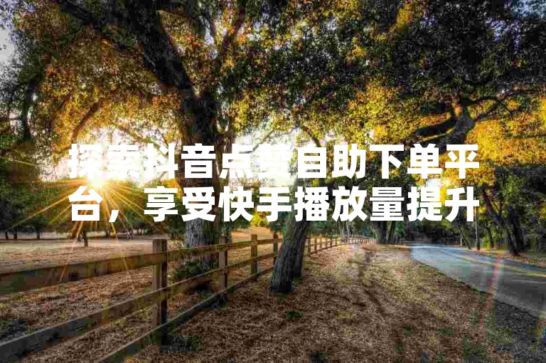 探索抖音点赞自助下单平台，享受快手播放量提升的便捷服务。