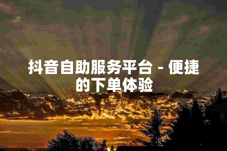 抖音自助服务平台 - 便捷的下单体验
