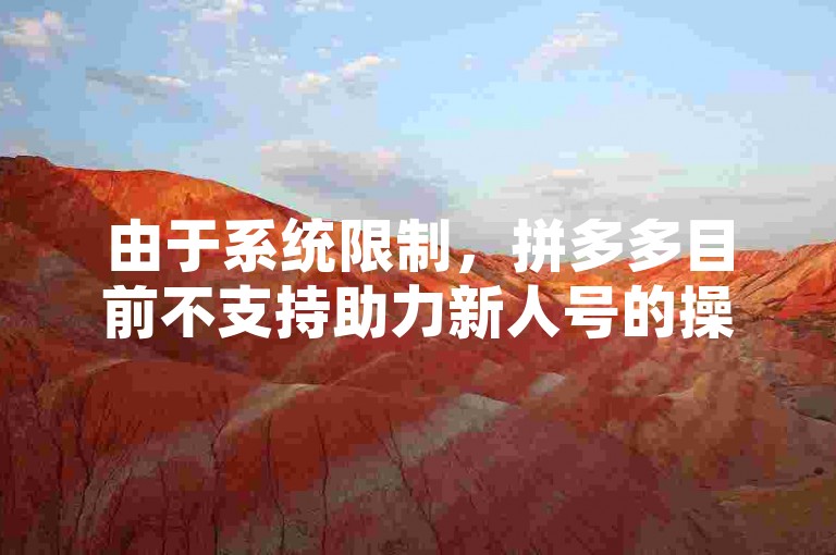 由于系统限制，拼多多目前不支持助力新人号的操作。